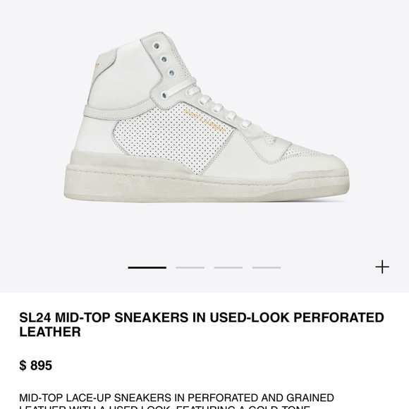 SL24 MID-TOP SNEAKERS IN USED-LOOK PERFORATED LEATHER - Picture 6 of 6